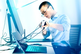 Ethan Wong working on a big data project.