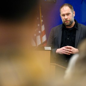 Dan Adams speaking at the Klein Lecture.
