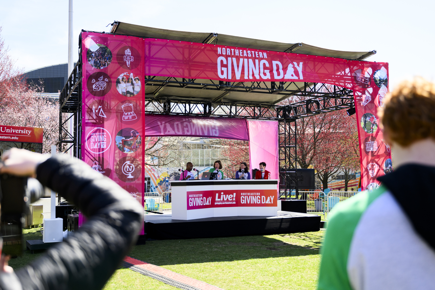 A Giving Day branded stage. 