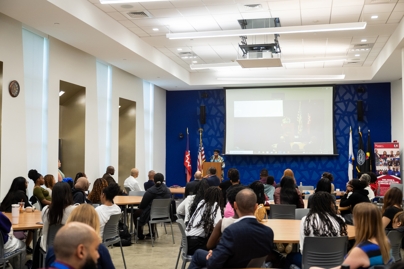 Audience gathers for a campus event.