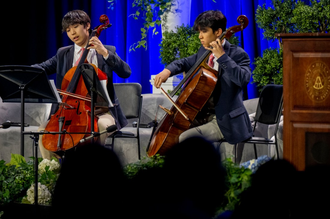 Musicians perform during an event.