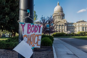 A pro-abortion sign hanging outside of Washington, D.C.