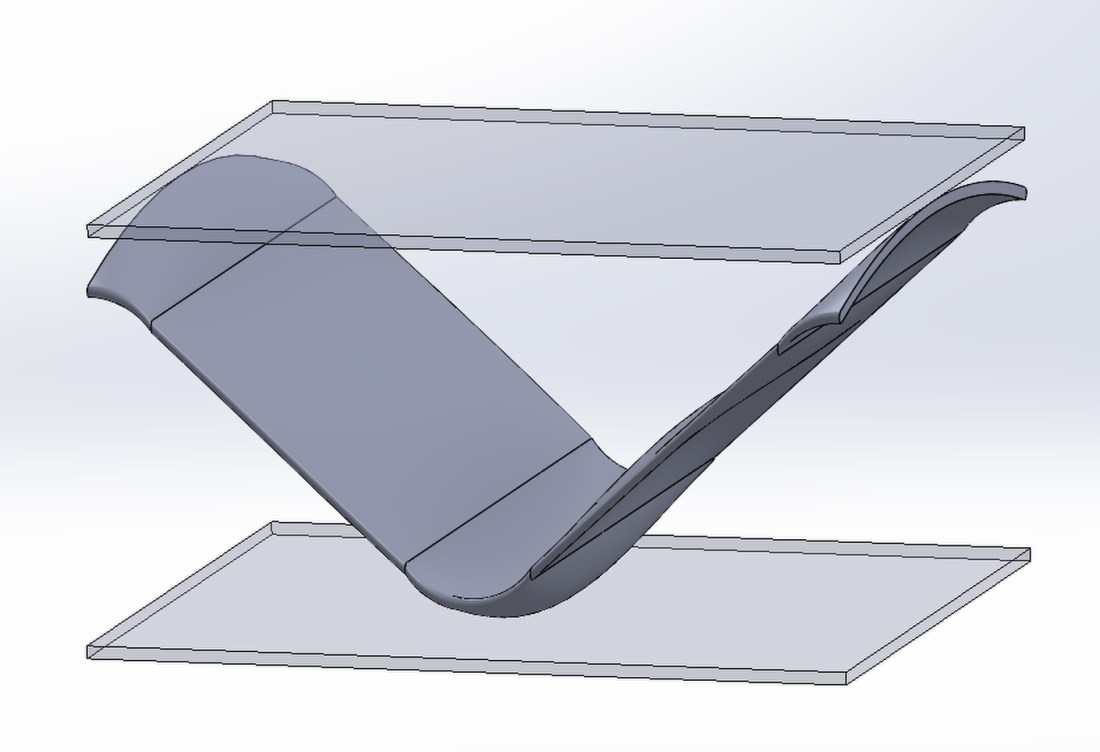 A rendering of a close up of a bend in the morphing wings