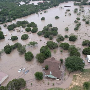 An aerial shot of the devastating flash flooding in Texas.
